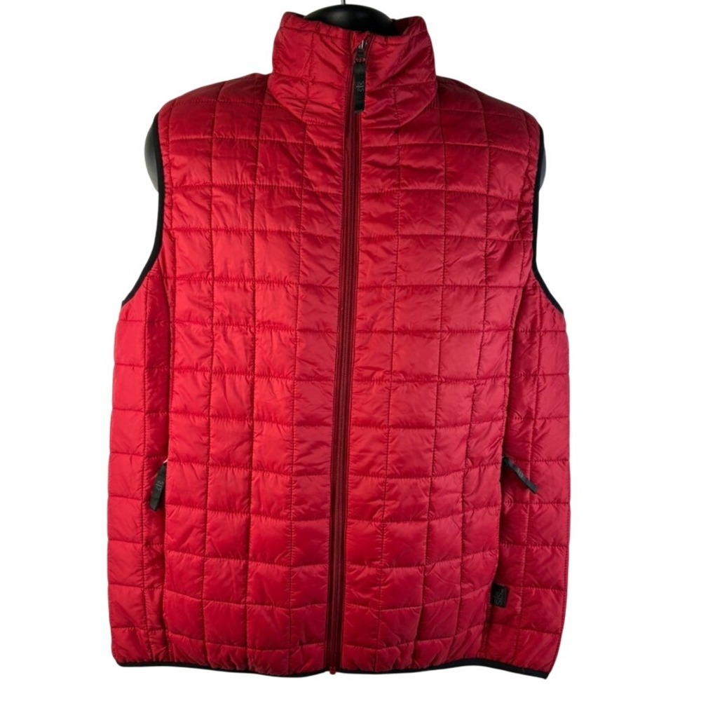 STS Ranchwear Men's Large The Wesley Quilted Puffer Vest Red Mock Neck Full Zip